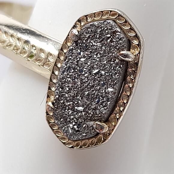 Kendra Scott Elton Cuff Bracelet, Drusy Stones, Gold Tone, 5 3/4 Inches - Picture 3 of 9